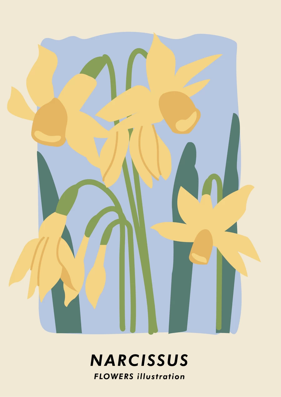 手绘小清新北欧花朵植物花卉插画海报封面画芯装饰AI矢量设计素材【018】